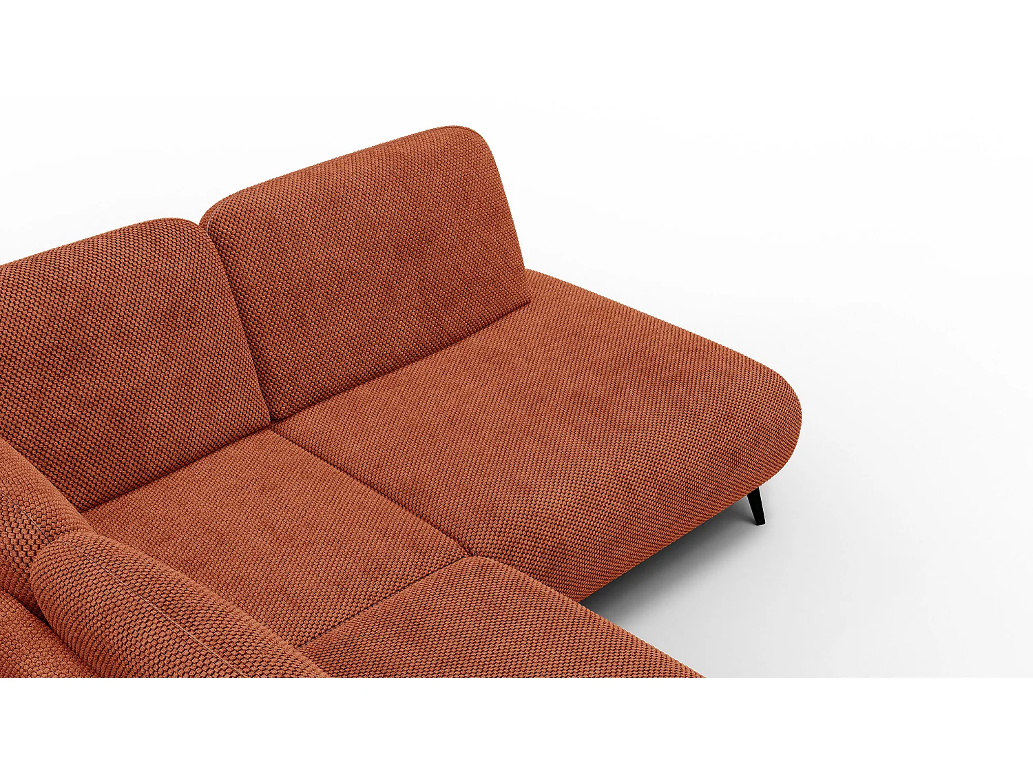 CANAPÉ D'ANGLE FEBE 5 places, tissu orange foncé