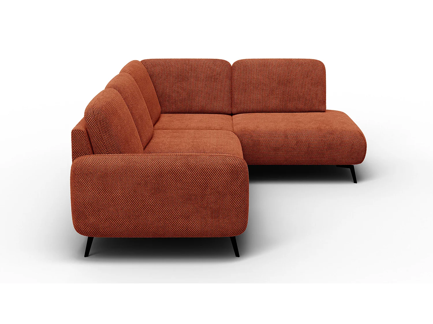 CANAPÉ D'ANGLE FEBE 5 places, tissu orange foncé