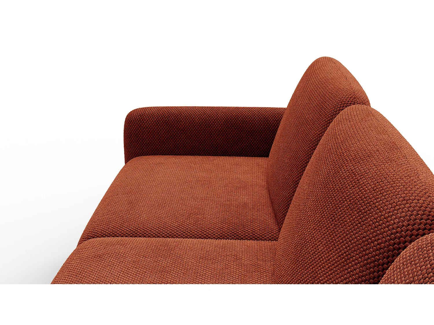 CANAPÉ D'ANGLE FEBE 5 places, tissu orange foncé