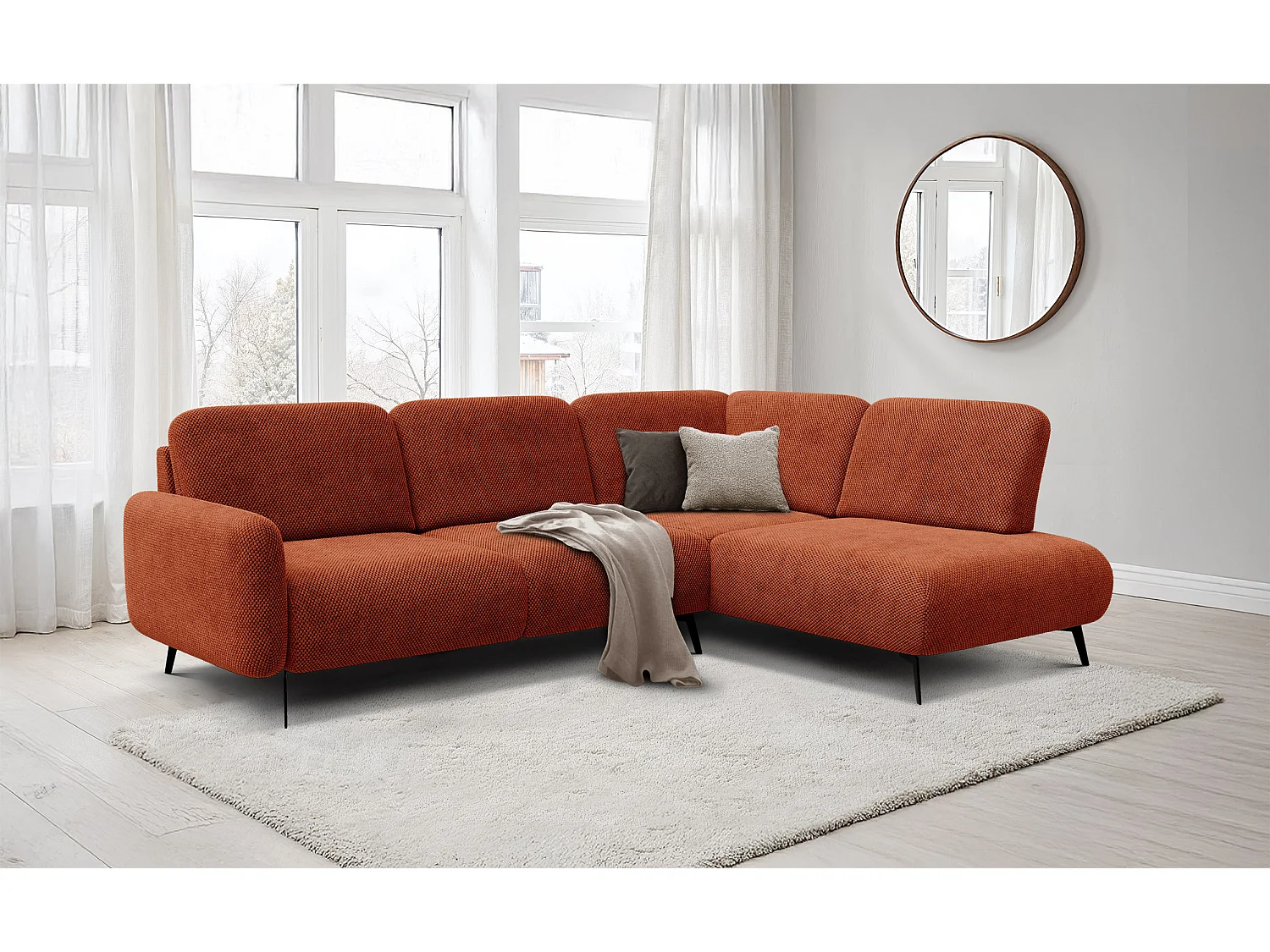 5-Sitzer-Ecksofa rechts FEBE, dunkelorange