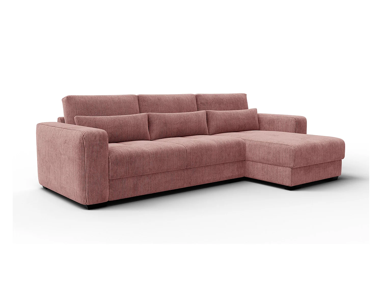 CANAPÉ D'ANGLE OLI 4 places, tissu rose