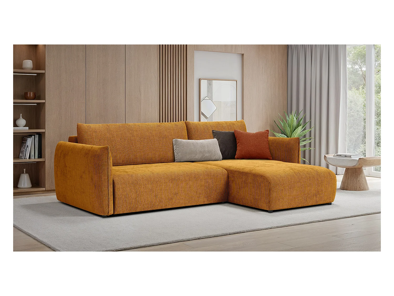 CANAPE D'ANGLE TAUER 3 places, jaune foncé