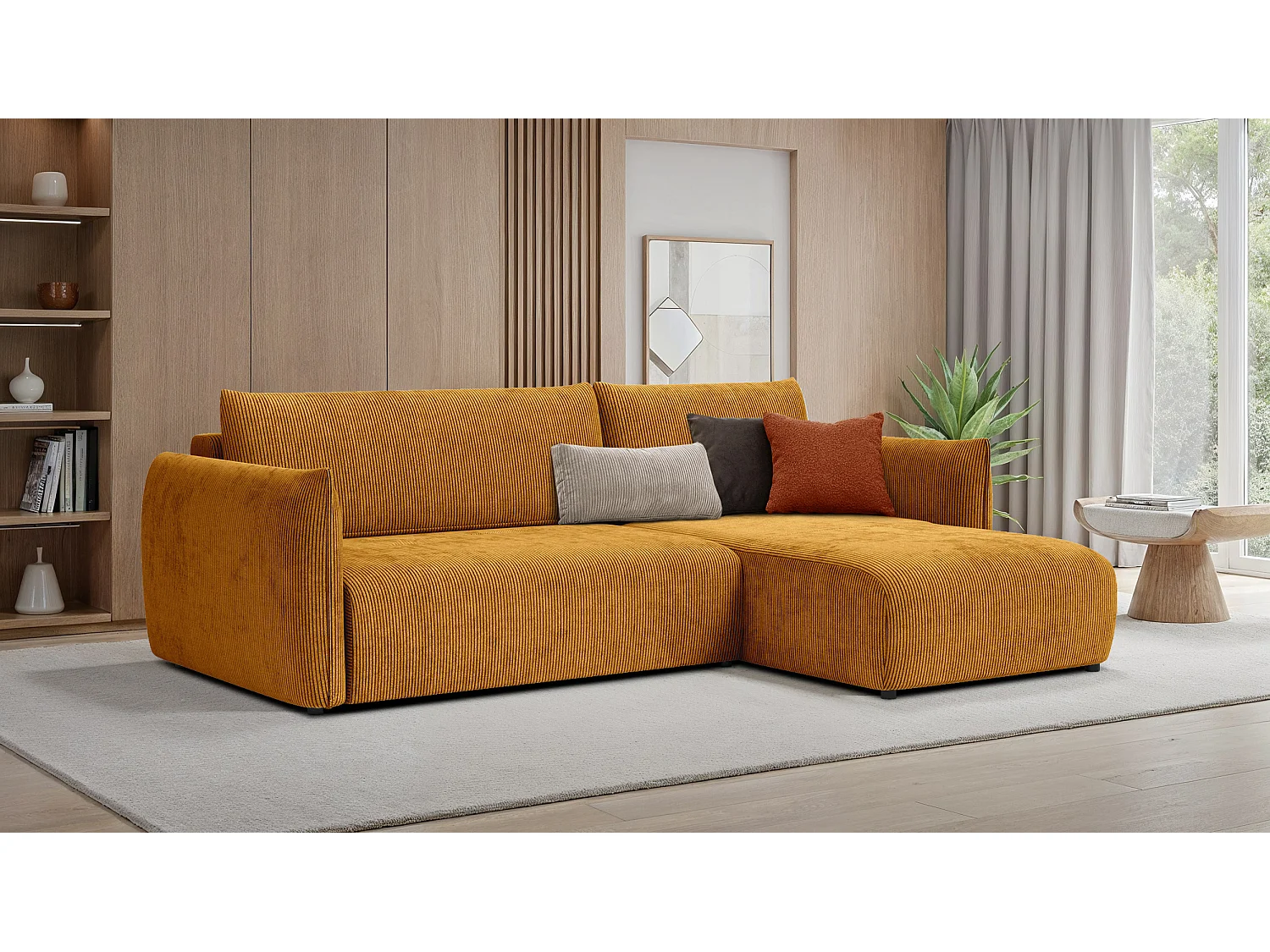 TAUER Ecksofa 3-Sitzer links, safran