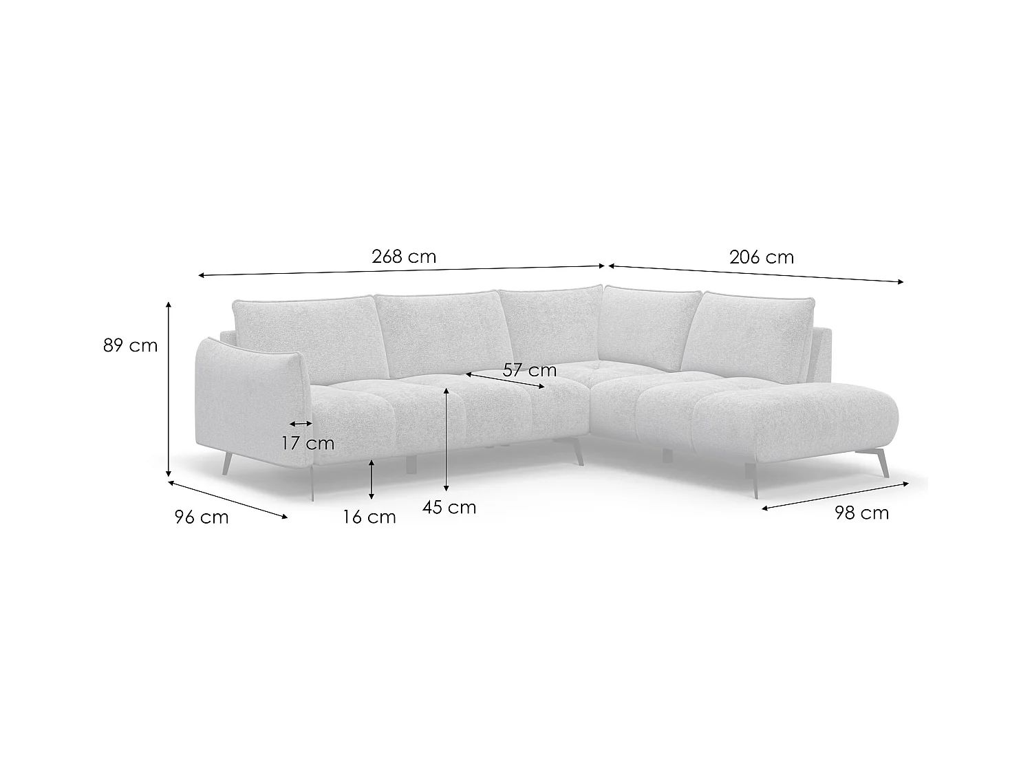 CANAPE D'ANGLE AERA 5 places, bleu marine