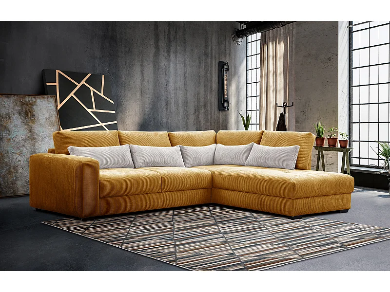 CANAPE D'ANGLE OLI 4 places, jaune foncé