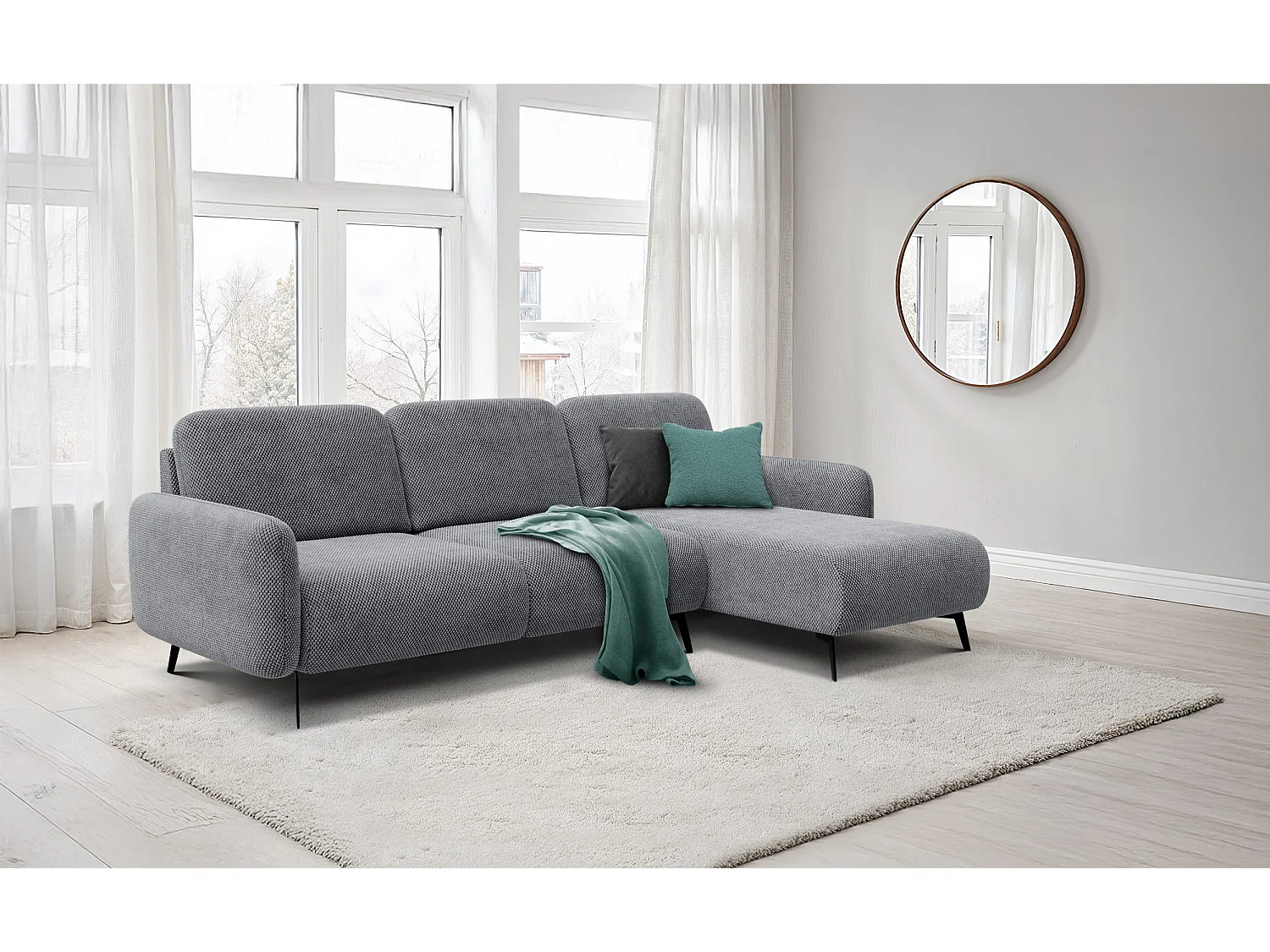 Ecksofa 4-Sitzer rechts FEBE, grau