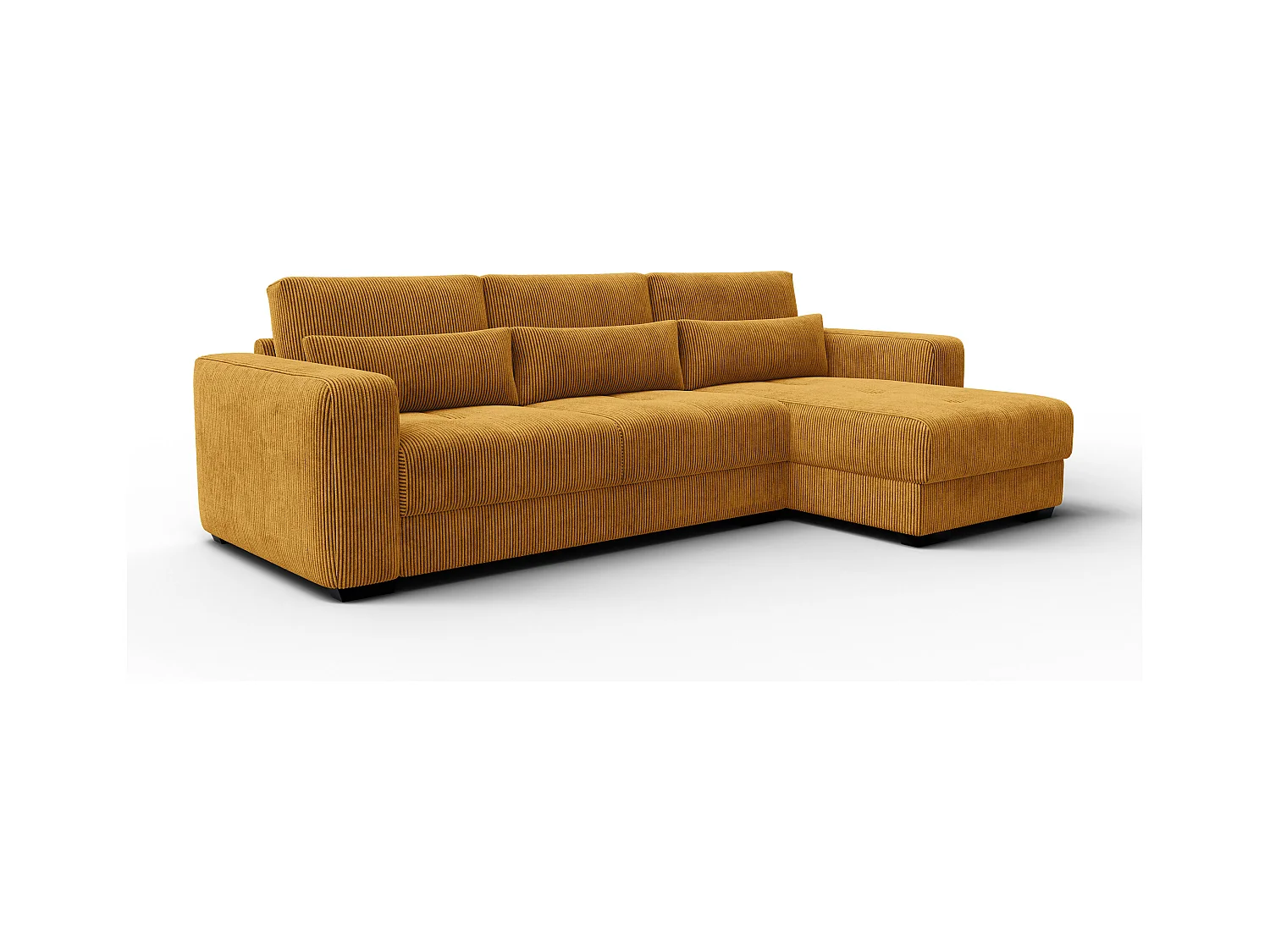 CANAPÉ D'ANGLE OLI 4 places, tissu jaune foncé