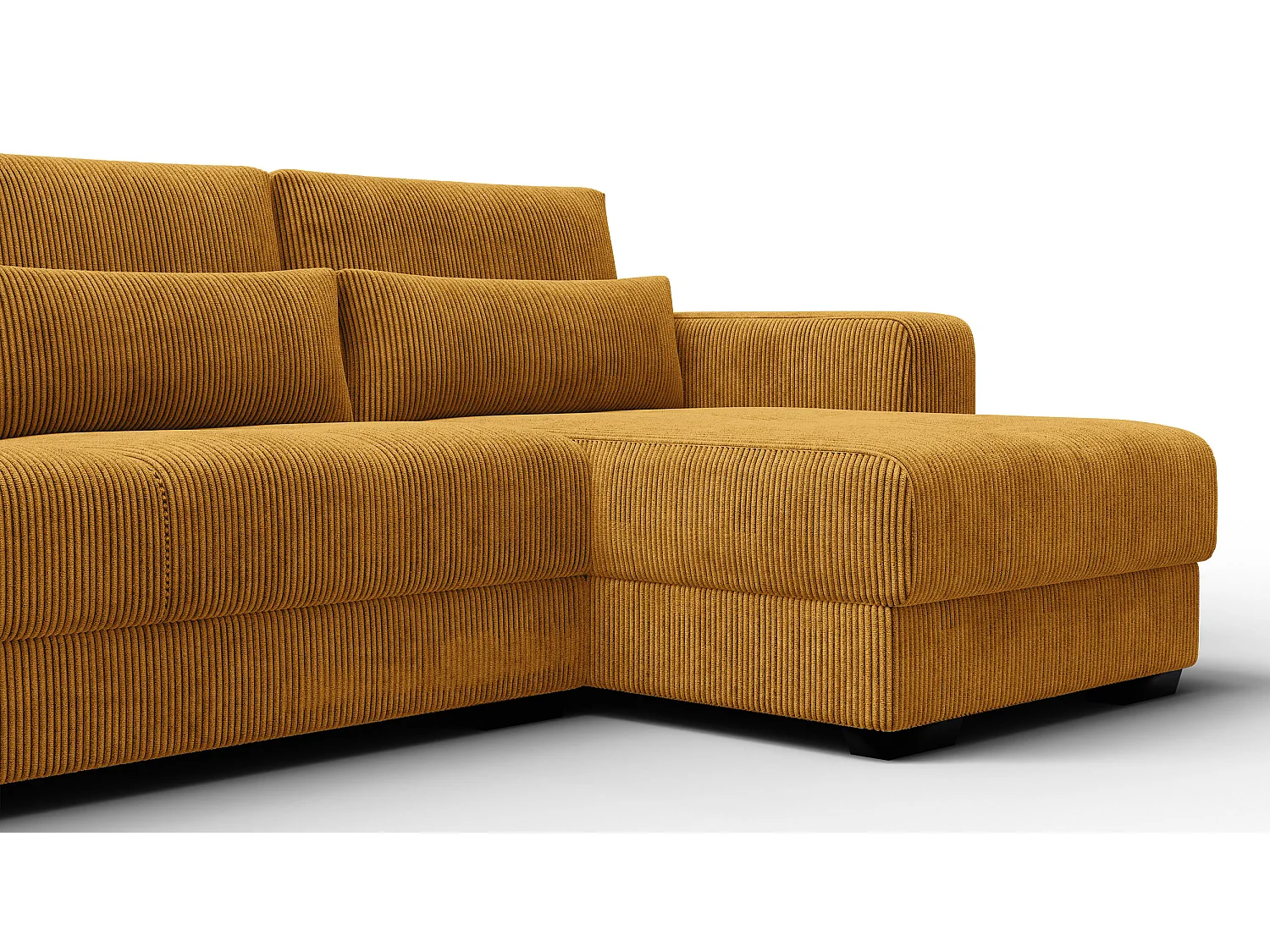 CANAPÉ D'ANGLE OLI 4 places, tissu jaune foncé