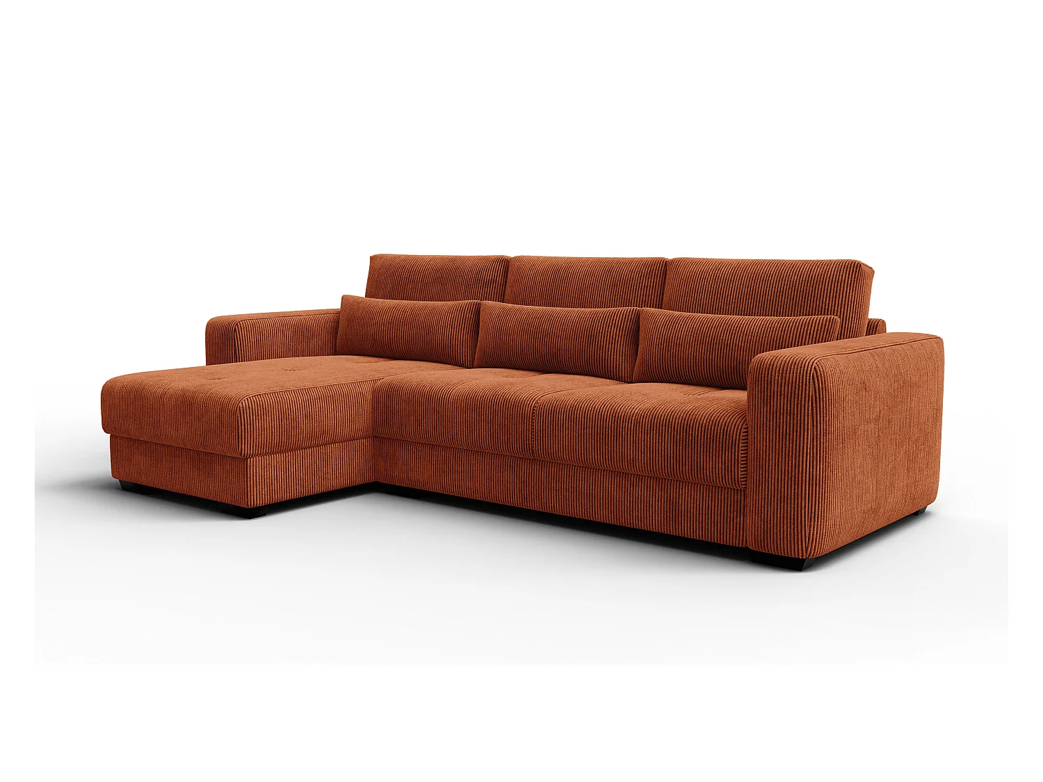 CANAPÉ D'ANGLE OLI 4 places, tissu orange
