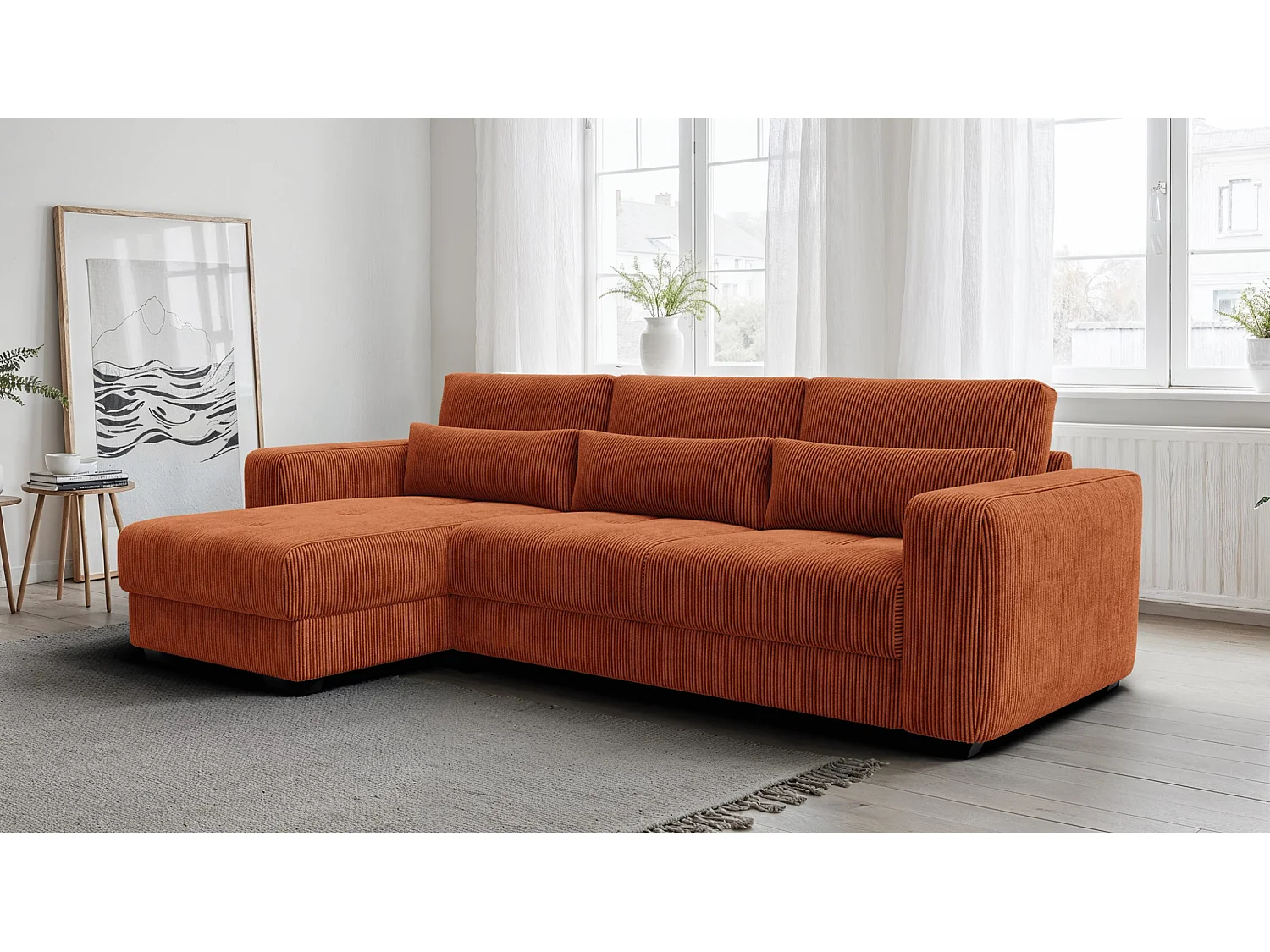 Ecksofa 4-Sitzer links OLI, orange