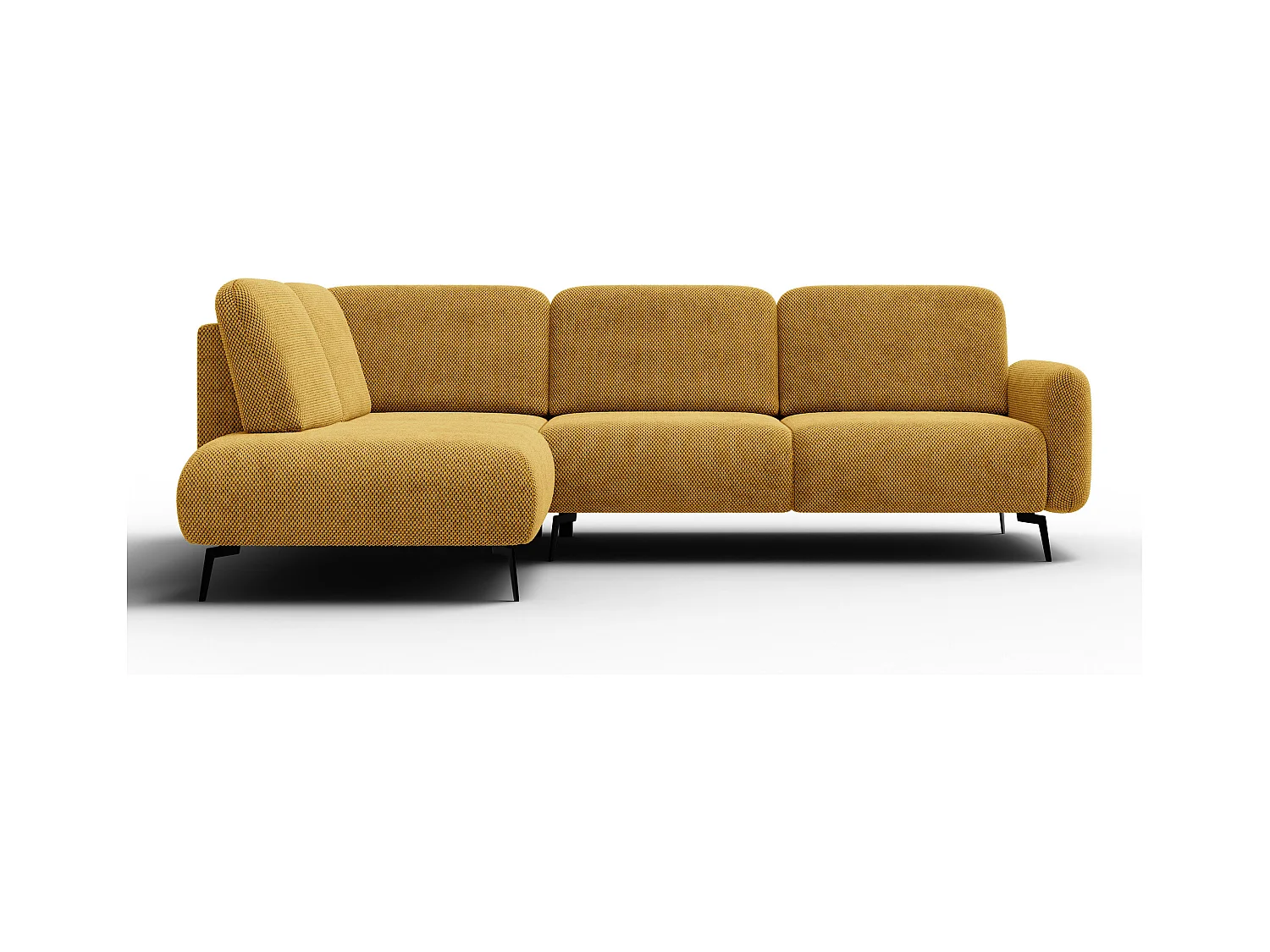 CANAPÉ D'ANGLE FEBE 5 places, tissu jaune foncé