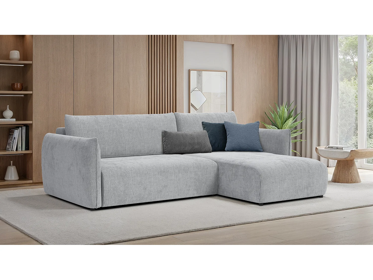 TAUER Ecksofa 3-Sitzer links, hellgrau