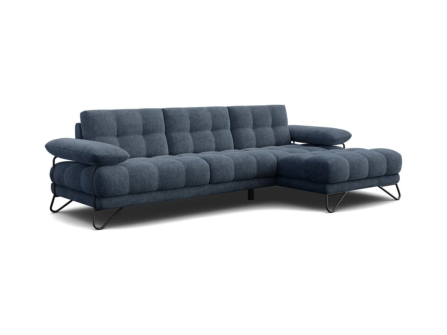 CANAPÉ D'ANGLE BUBBARA 4 places, tissu marine
