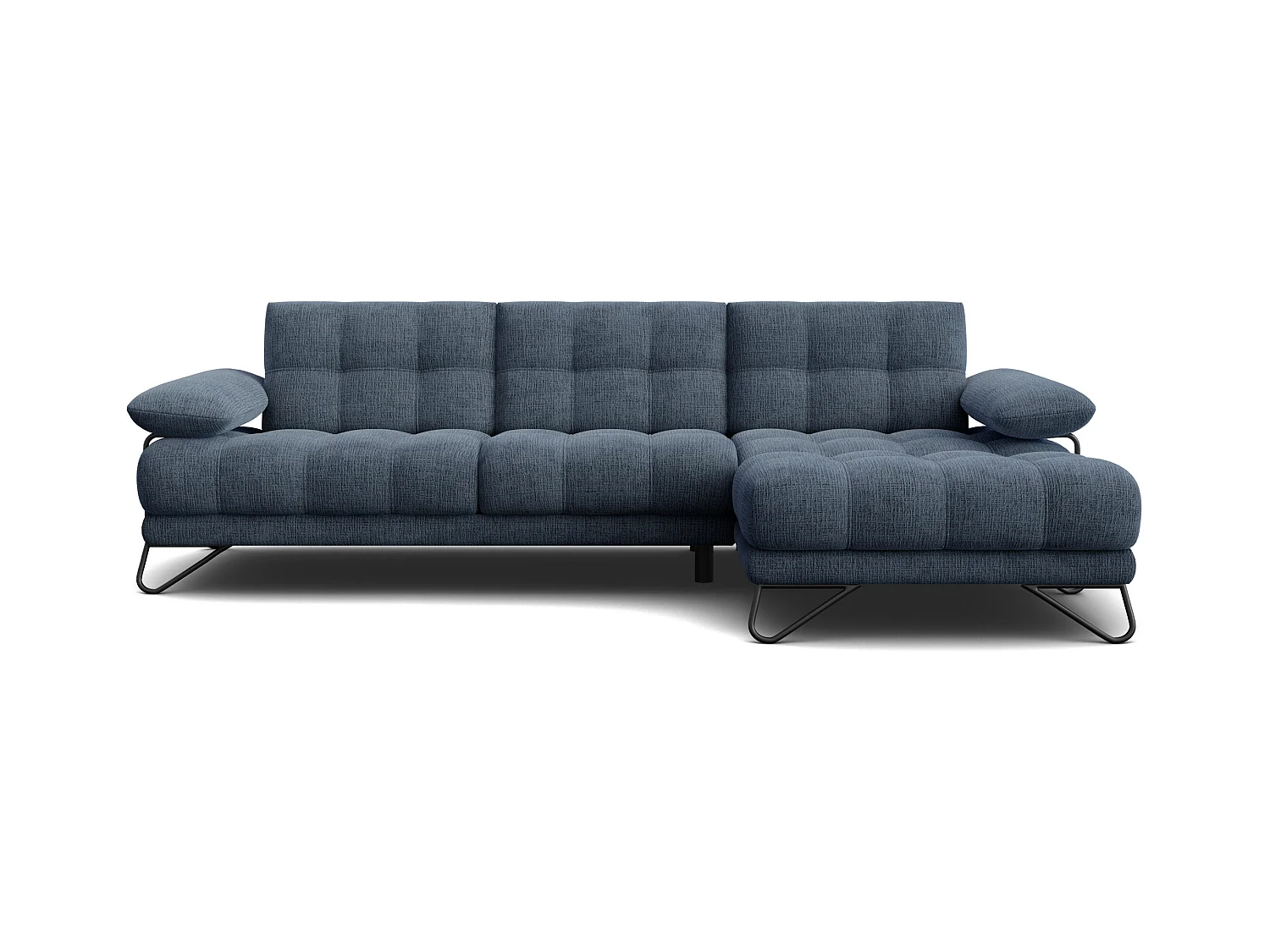 CANAPÉ D'ANGLE BUBBARA 4 places, tissu marine