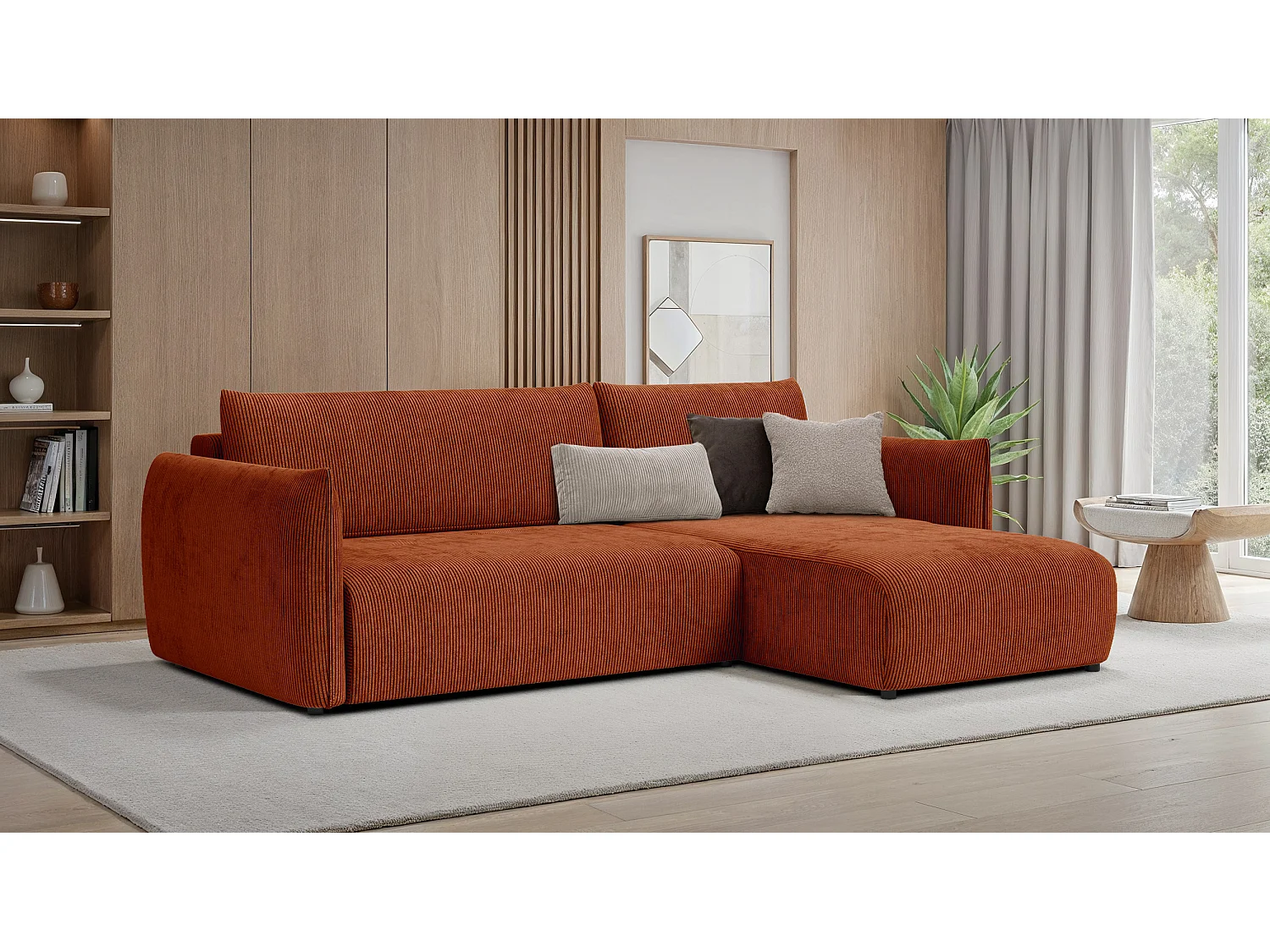 TAUER Ecksofa 3-Sitzer links, orange