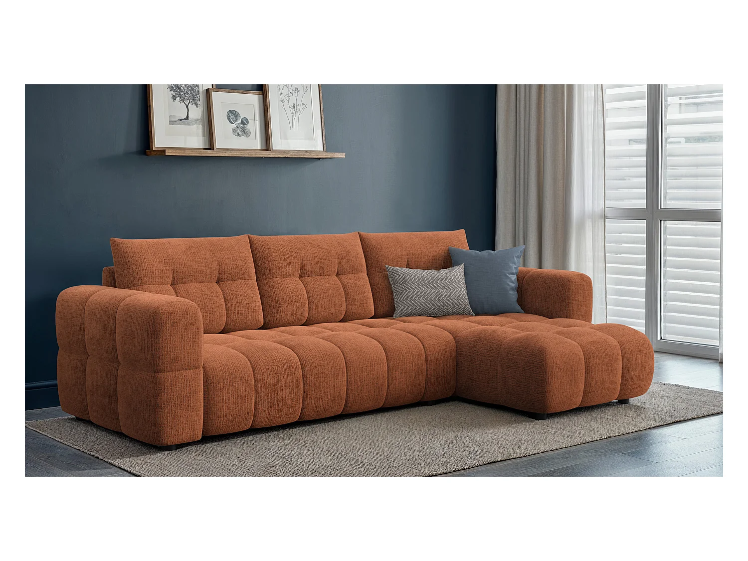 CANAPE D'ANGLE CLOUDI 4 places, orange