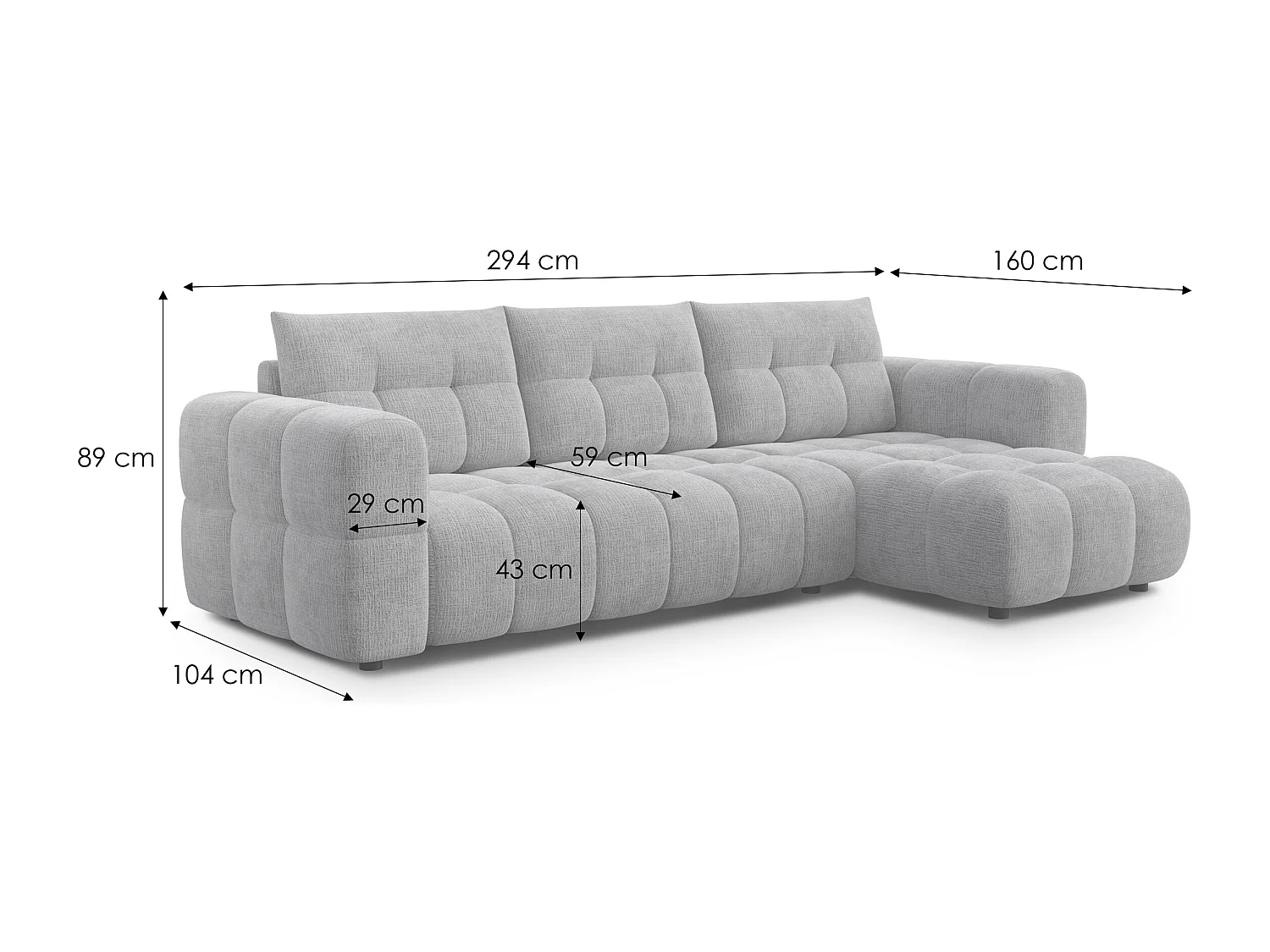 CANAPE D'ANGLE CLOUDI 4 places, orange