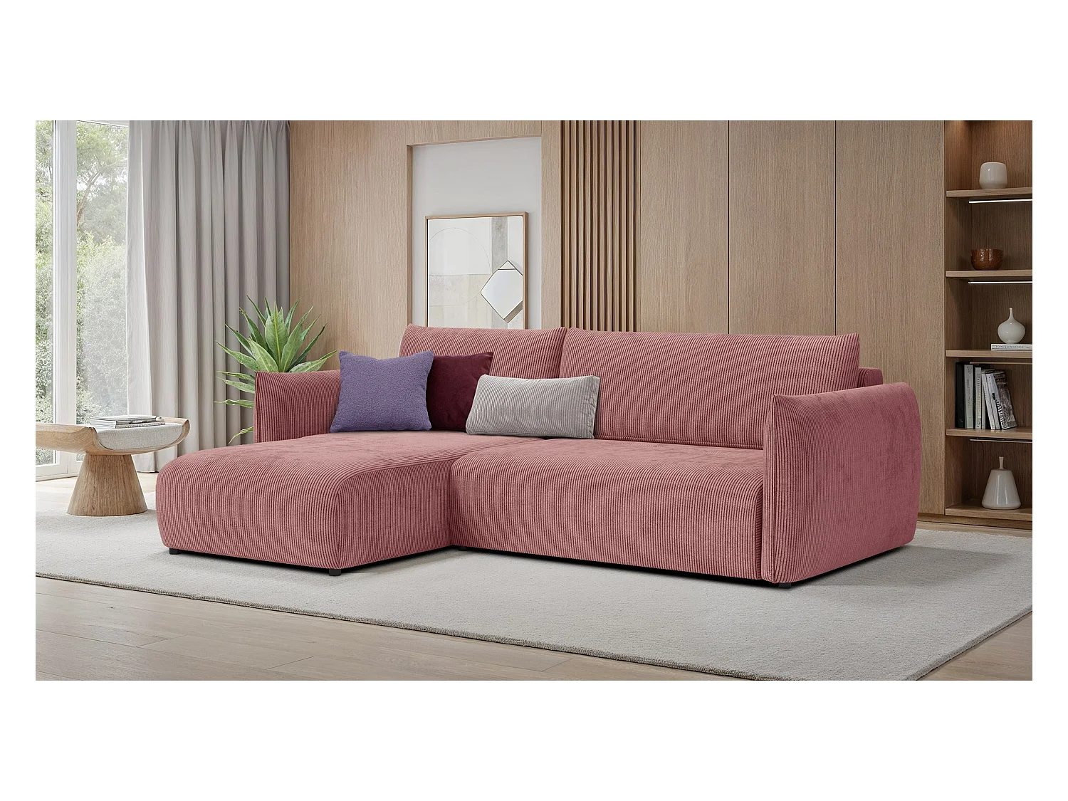 CANAPE D'ANGLE TAUER 3 places, rose