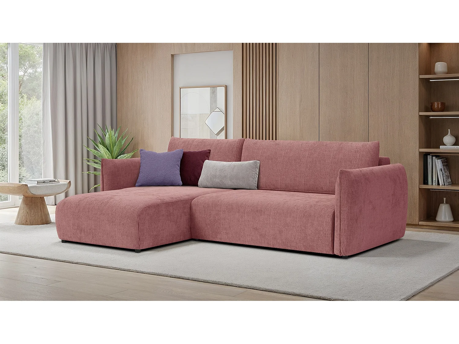 TAUER Ecksofa 3-Sitzer rechts, altrosa