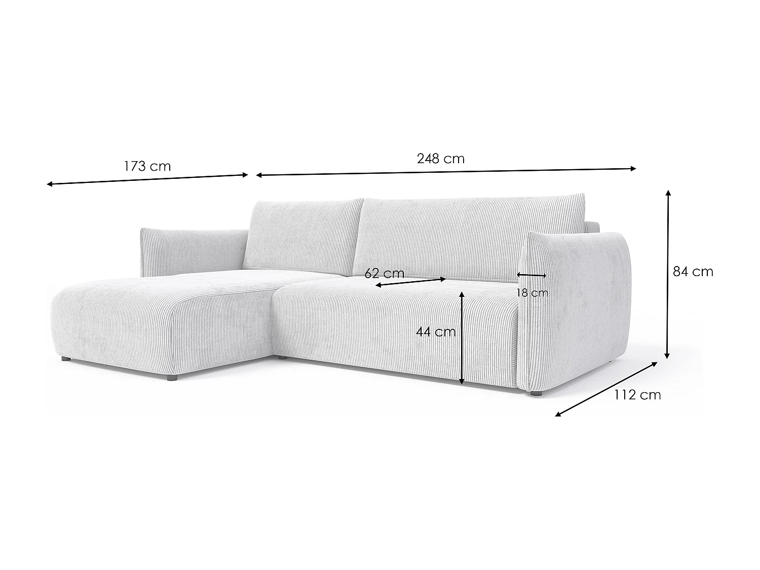 TAUER Ecksofa 3-Sitzer rechts, altrosa