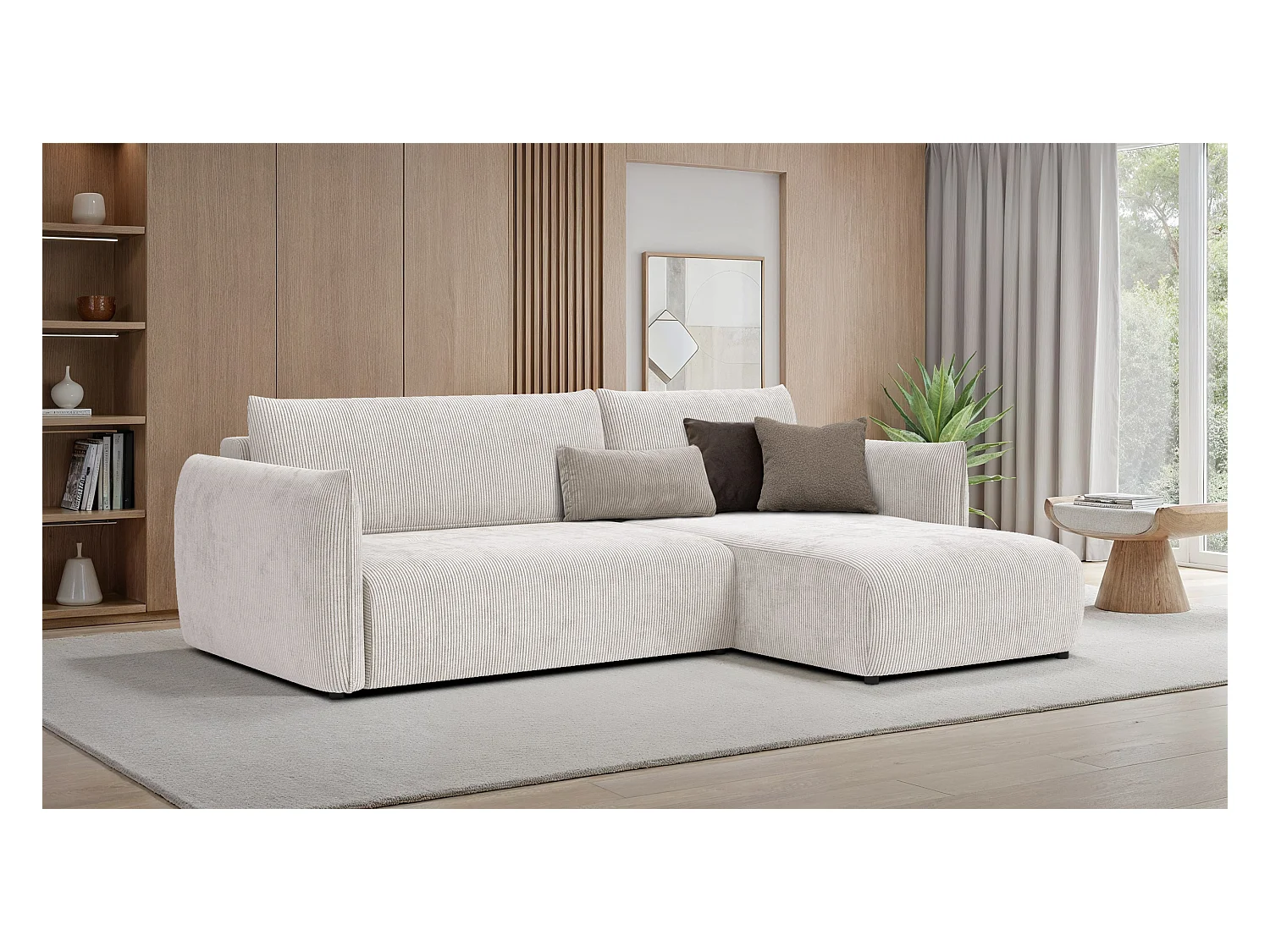 CANAPE D'ANGLE TAUER 3 places, blanc perle