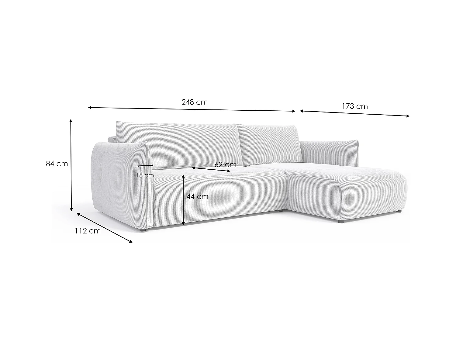 CANAPE D'ANGLE TAUER 3 places, blanc perle