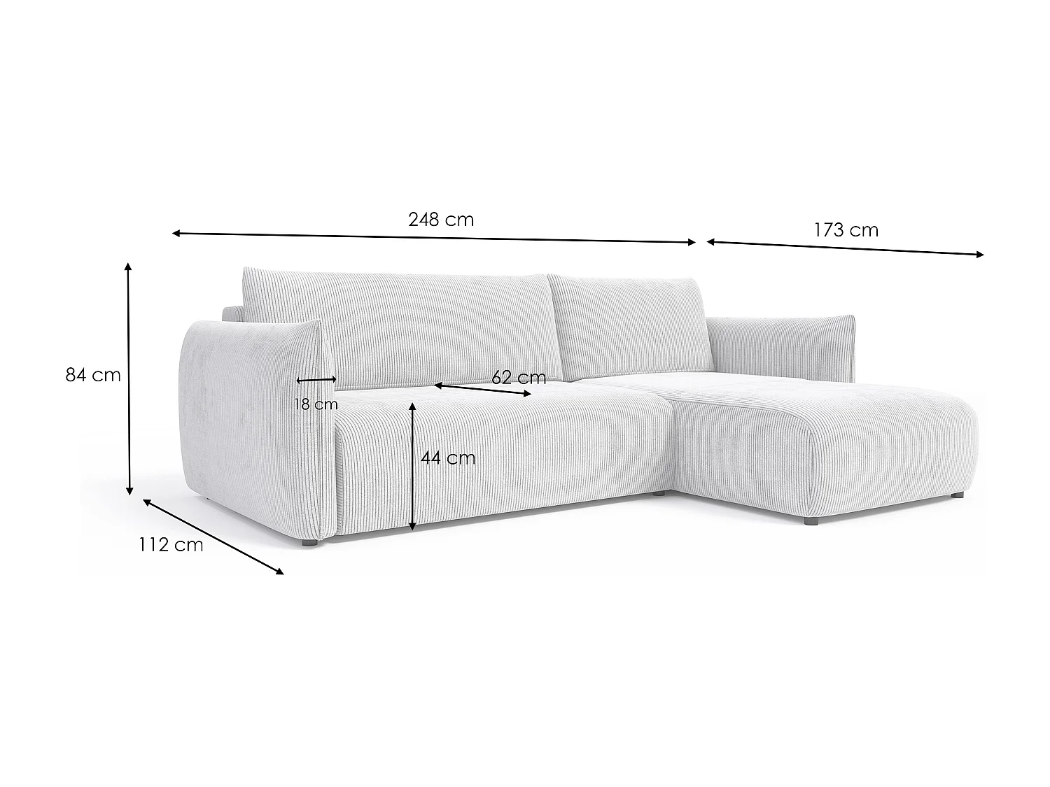 CANAPE D'ANGLE TAUER 3 places, taupe