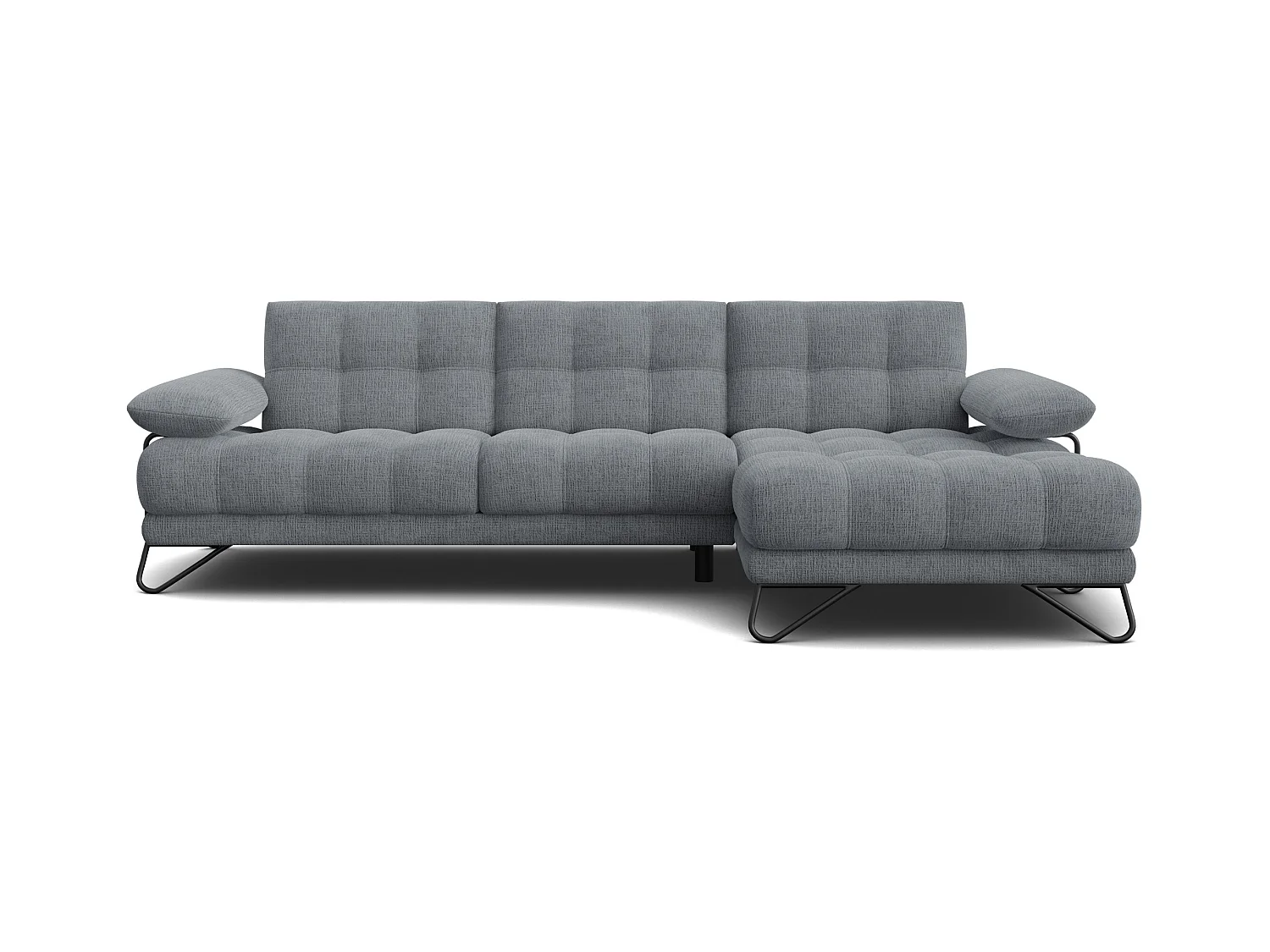 CANAPÉ D'ANGLE BUBBARA 4 places, tissu gris foncé