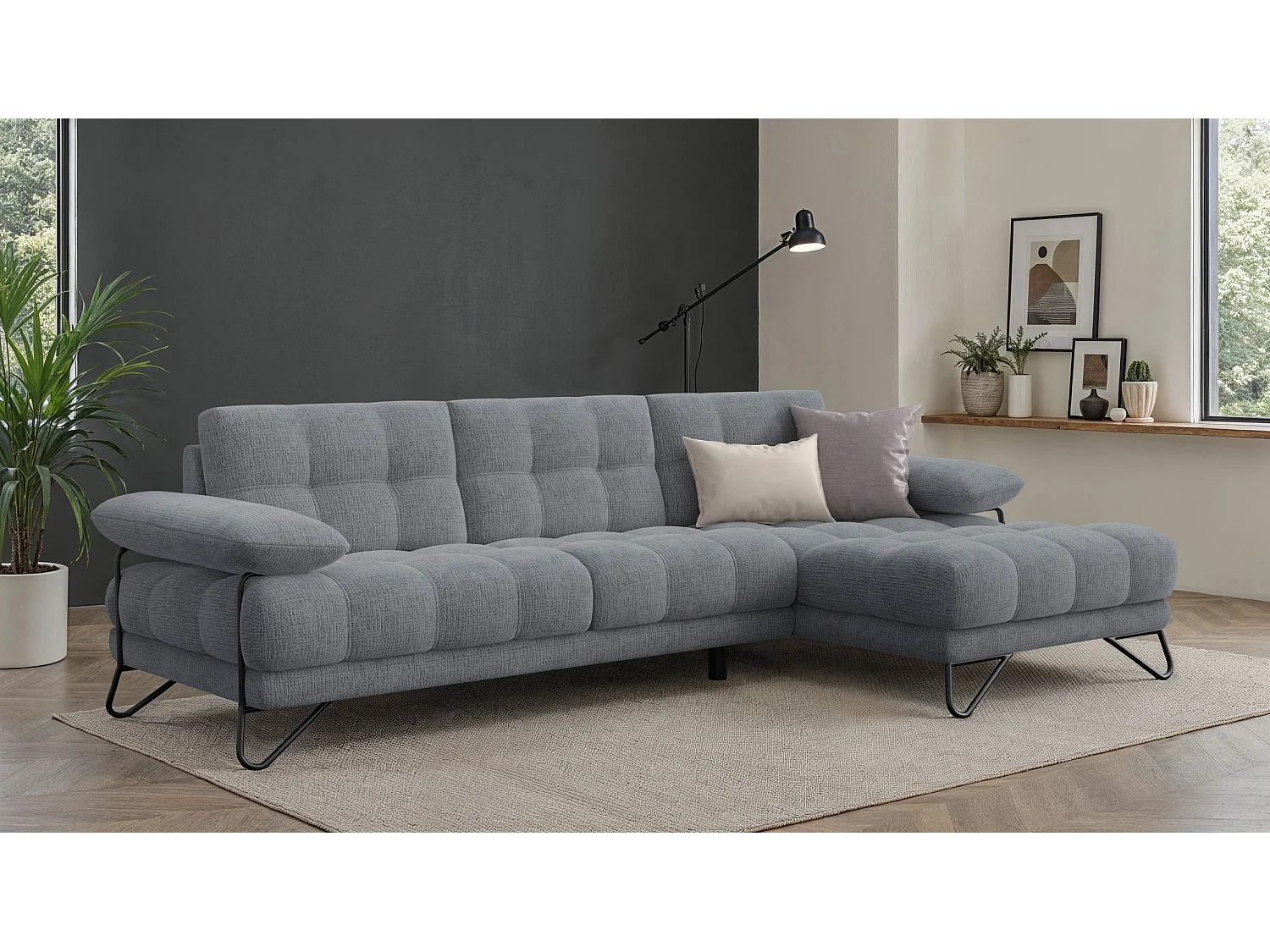 BUBBARA Ecksofa 4-Sitzer rechts, dunkelgrau