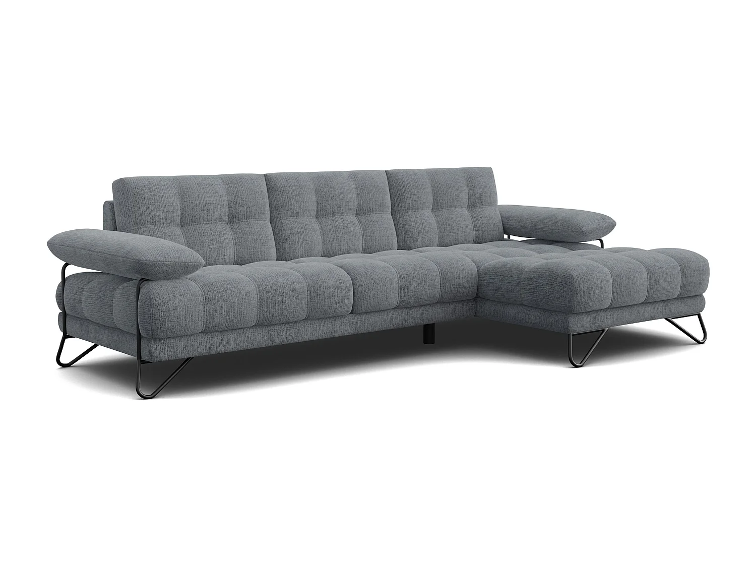 BUBBARA Ecksofa 4-Sitzer rechts, dunkelgrau