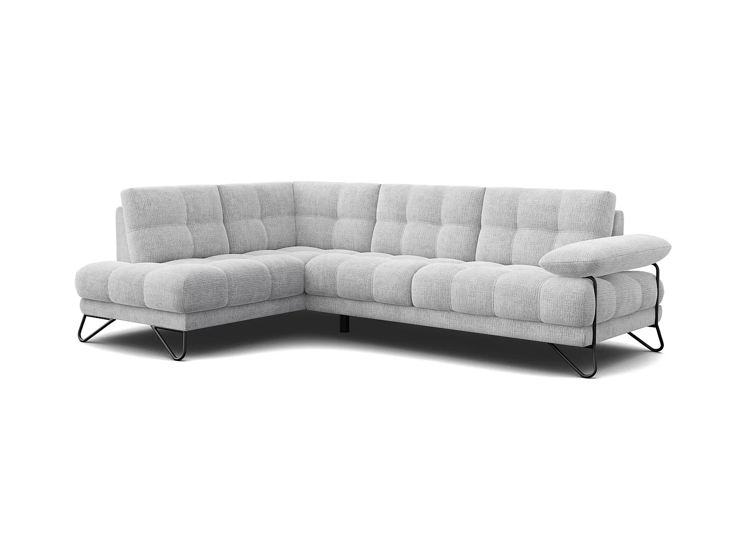 CANAPÉ D'ANGLE BUBBARA 5 places, tissu blanc