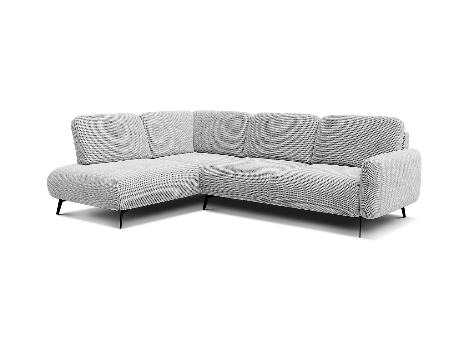 CANAPÉ D'ANGLE FEBE 5 places, tissu gris clair