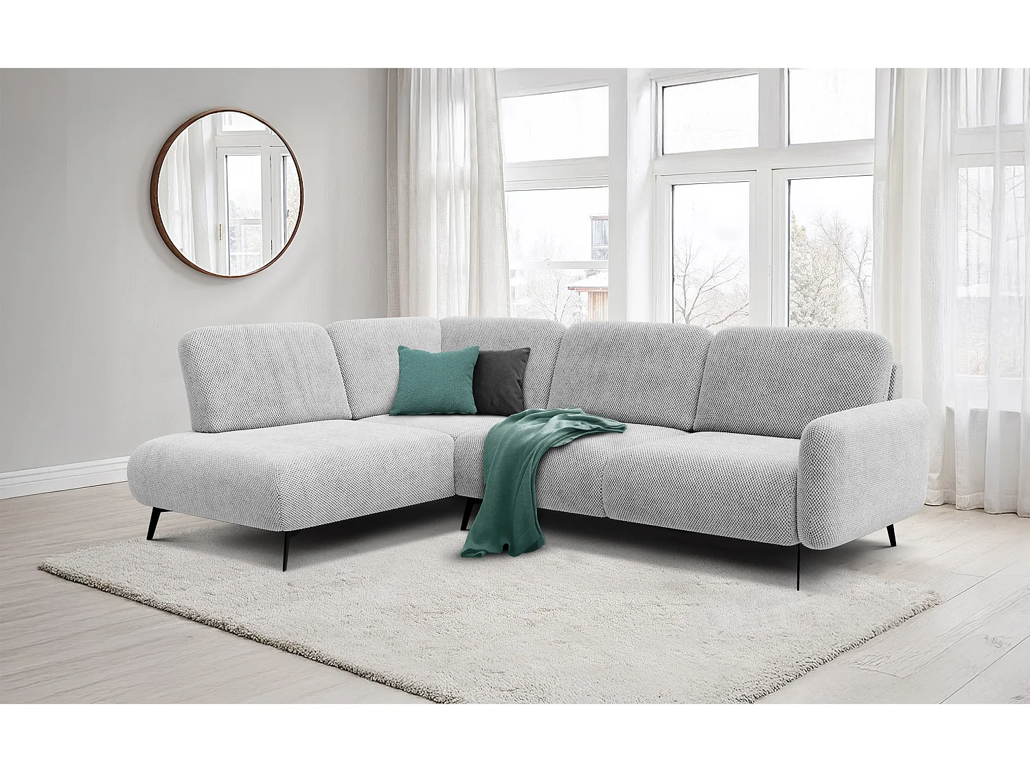 5-Sitzer-Ecksofa links FEBE, hellgrau