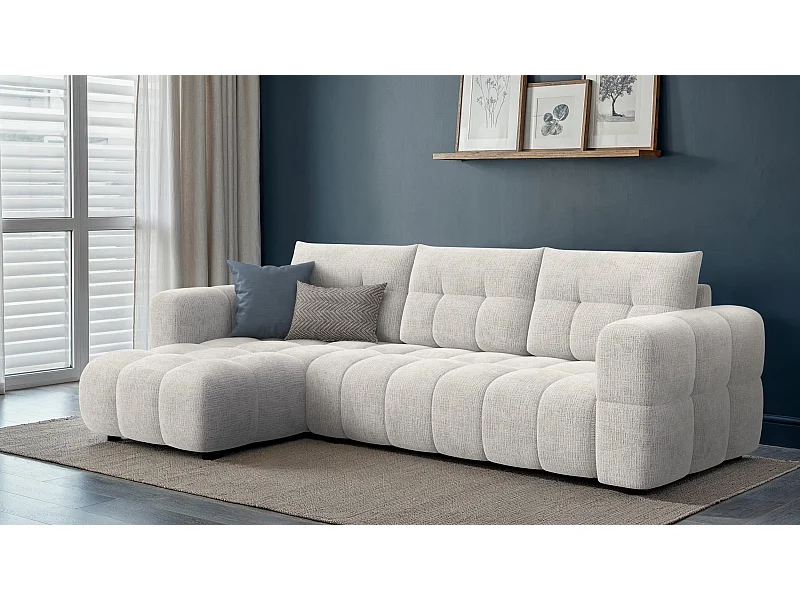 CANAPE D'ANGLE CLOUDI 4 places, crémeux