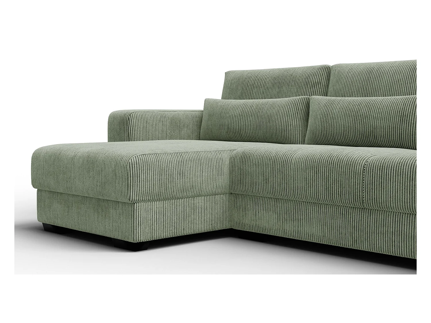CANAPÉ D'ANGLE OLI 4 places, tissu sauge