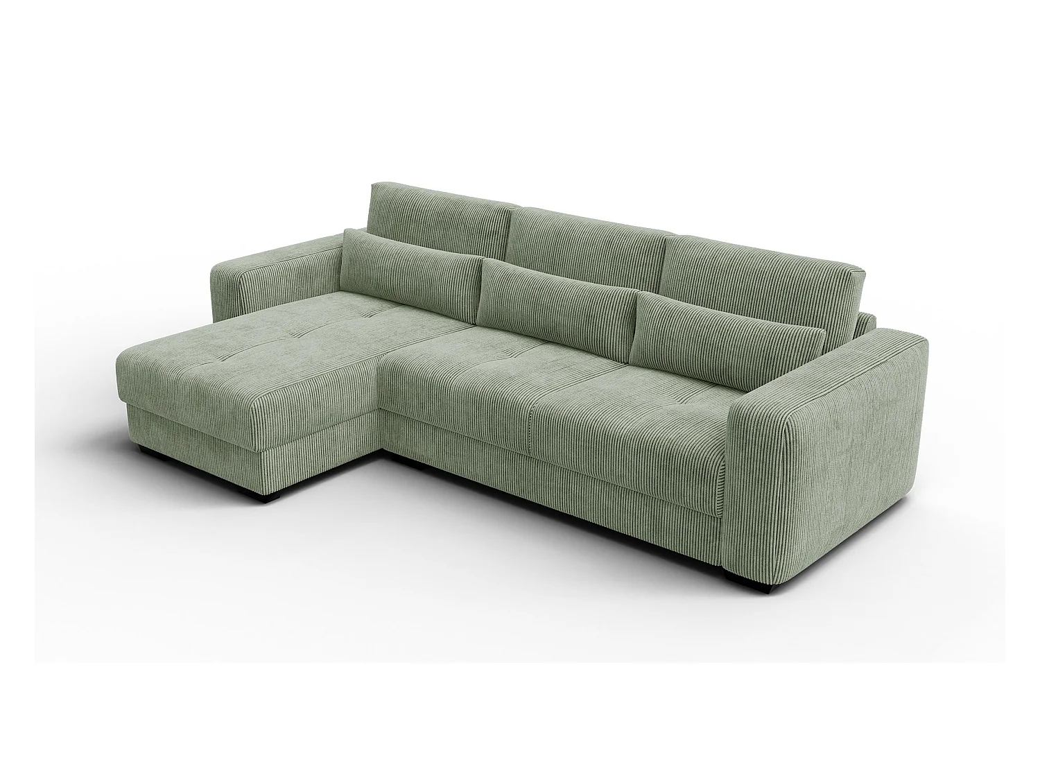 CANAPÉ D'ANGLE OLI 4 places, tissu sauge