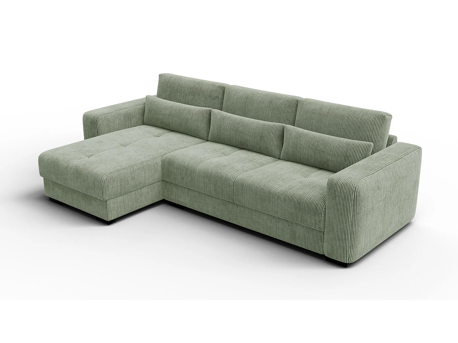 Ecksofa 4-Sitzer links OLI, salbeigrün