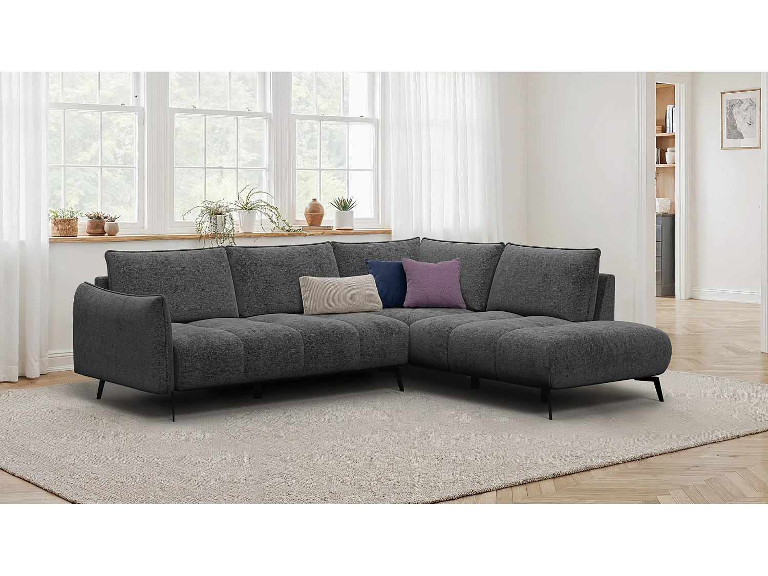 Ecksofa 5-Sitzer links AERA, dunkelgrau