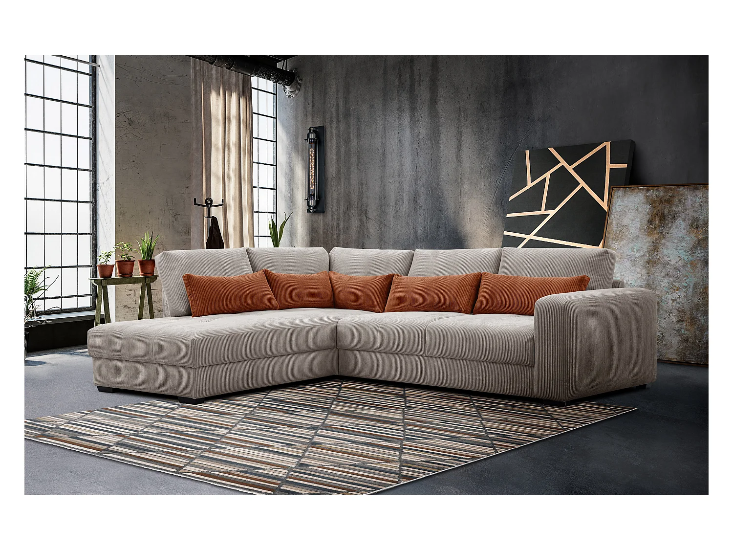 CANAPE D'ANGLE OLI 4 places, taupe