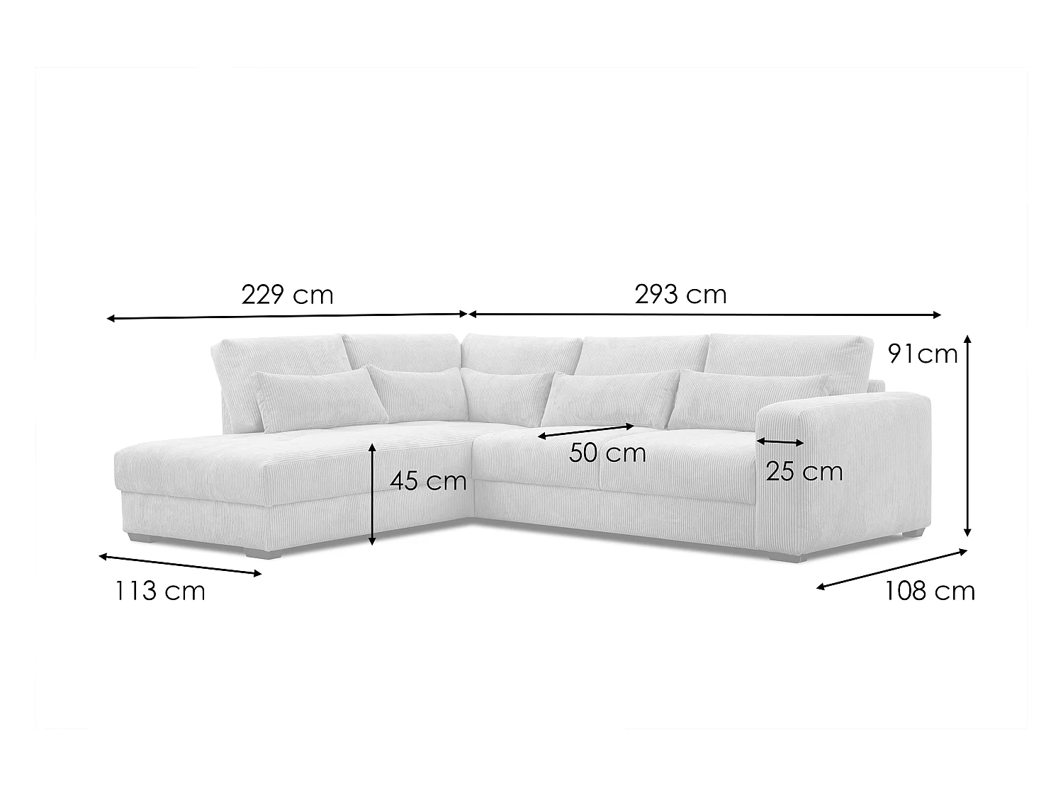 CANAPE D'ANGLE OLI 4 places, taupe