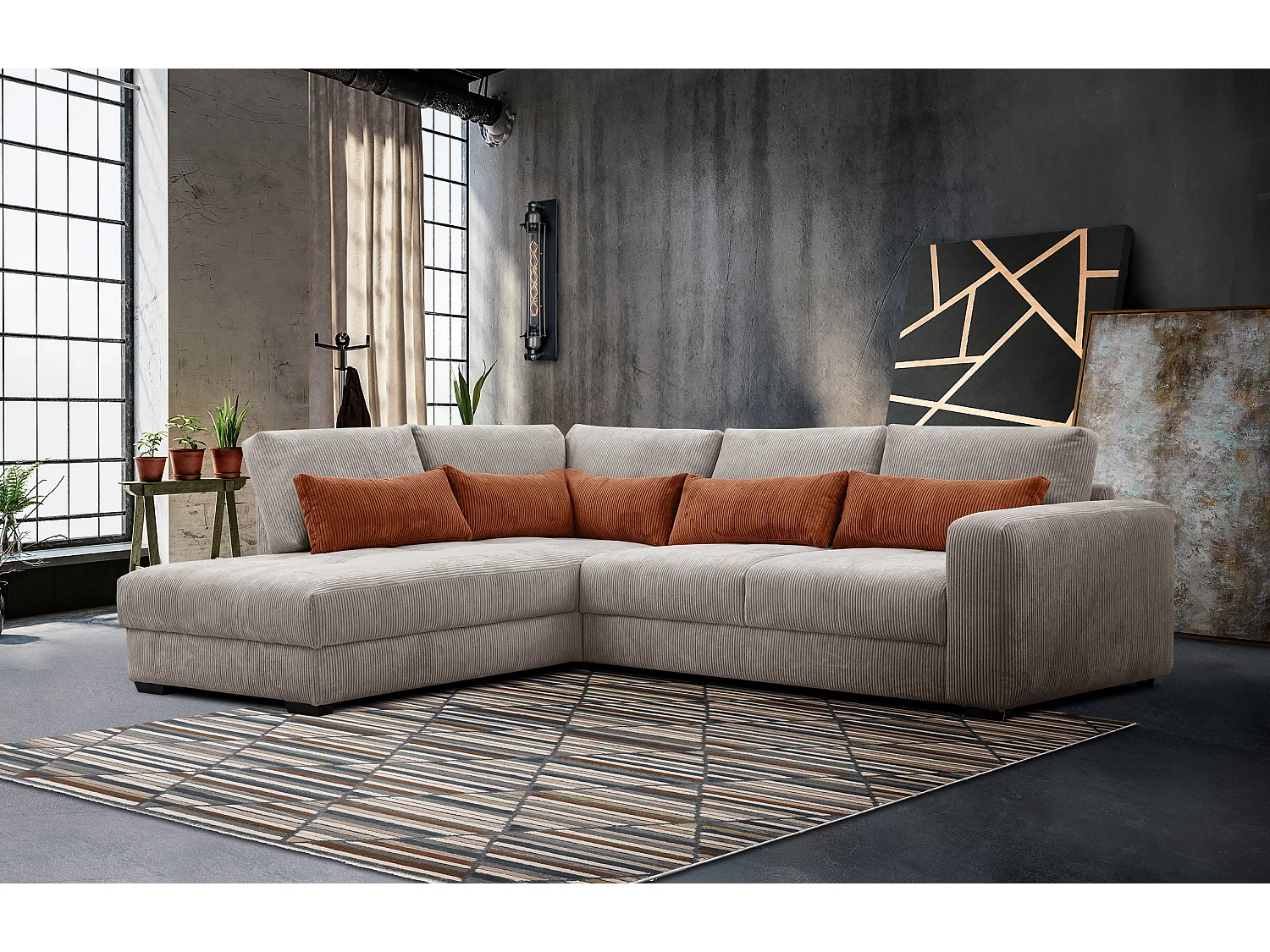 CANAPE D'ANGLE OLI 4 places, taupe