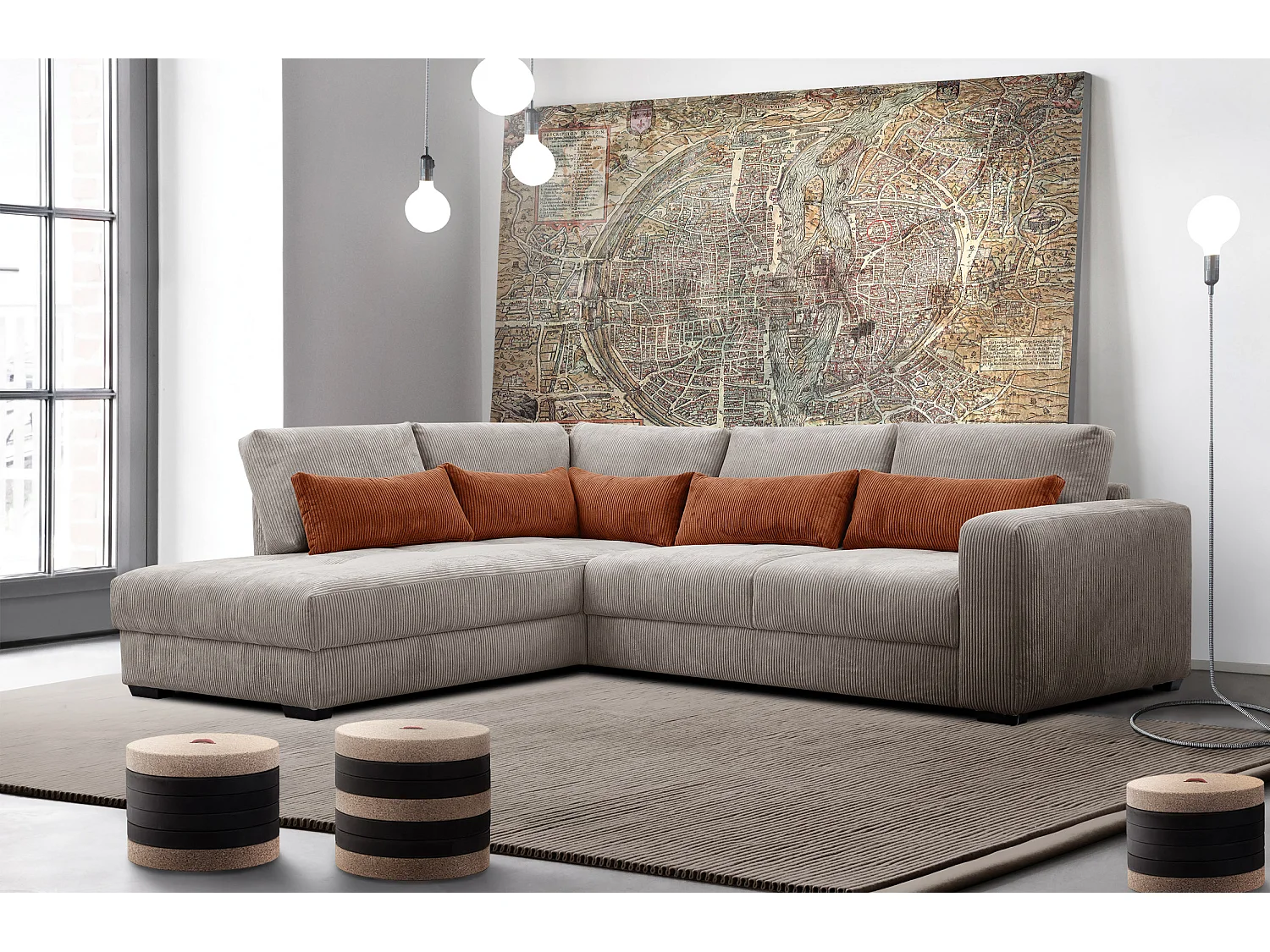 CANAPE D'ANGLE OLI 4 places, taupe