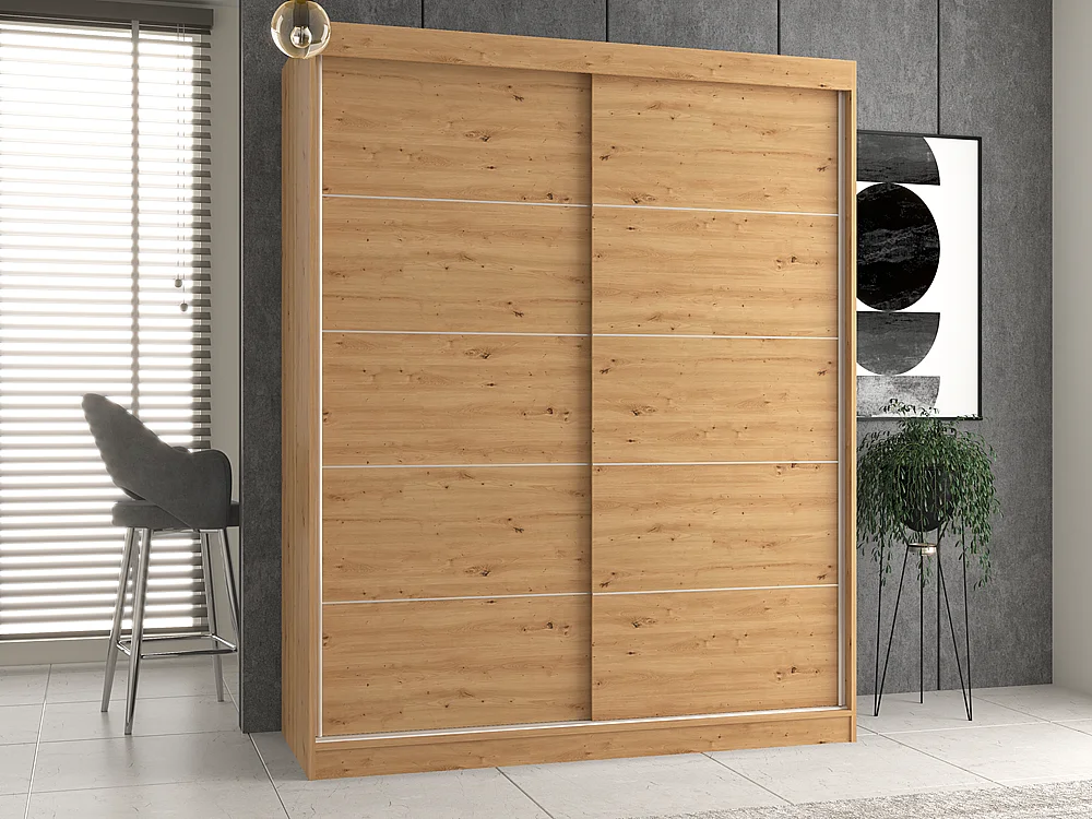 Szafa Iga 160 | Dąb Artisan | 160x61x200 cm |Szafa Przesuwna