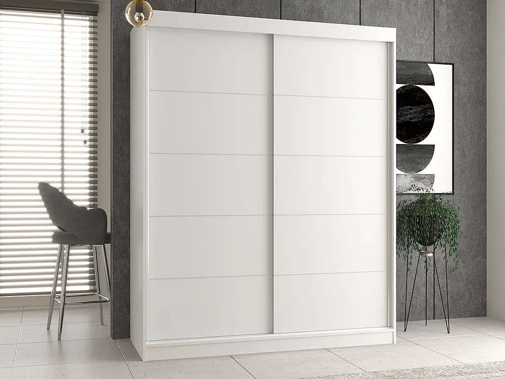 Szafa IGA 160 | Biała | 160x61x200 cm |Szafa Przesuwna