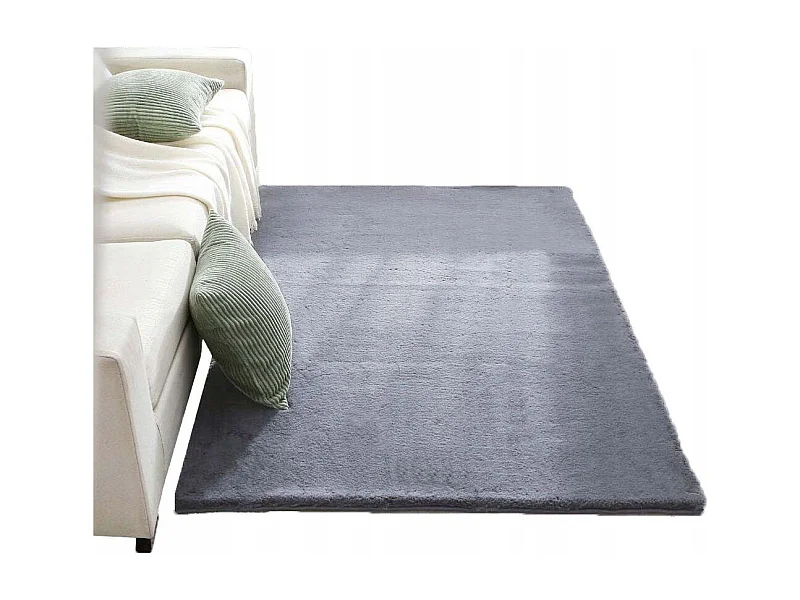 Tapis en peluche gris clair, doux et agréable, fourrure de lapin 160 x 220 cm