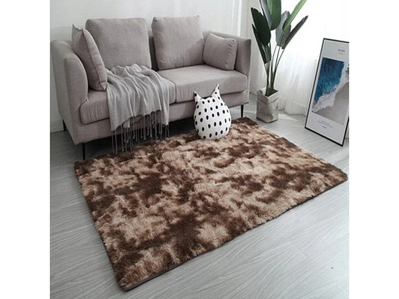 Shaggy bruine pluizige vloerkleed rabbit 120x170 cm zacht pluche xxl