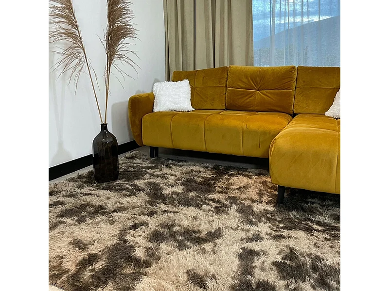 Shaggy bruine pluizige vloerkleed rabbit 120x170 cm zacht pluche xxl