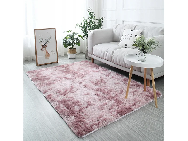 Tapis rose pelucheux shaggy rabbit 150x100 cm épais en fourrure xl