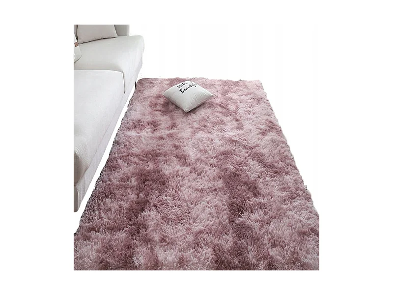 Dywan różowy pluszowy shaggy włochacz rabbit 150x100 cm gruby futrzany xl
