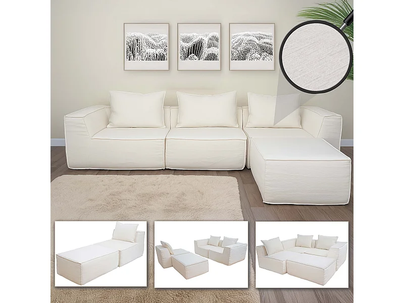 Ensemble canapé MCW-O54 (4 pièces),  crème